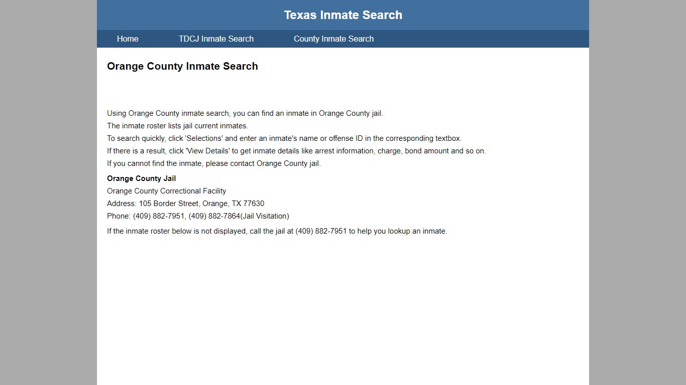 Orange County Jail Inmate Search