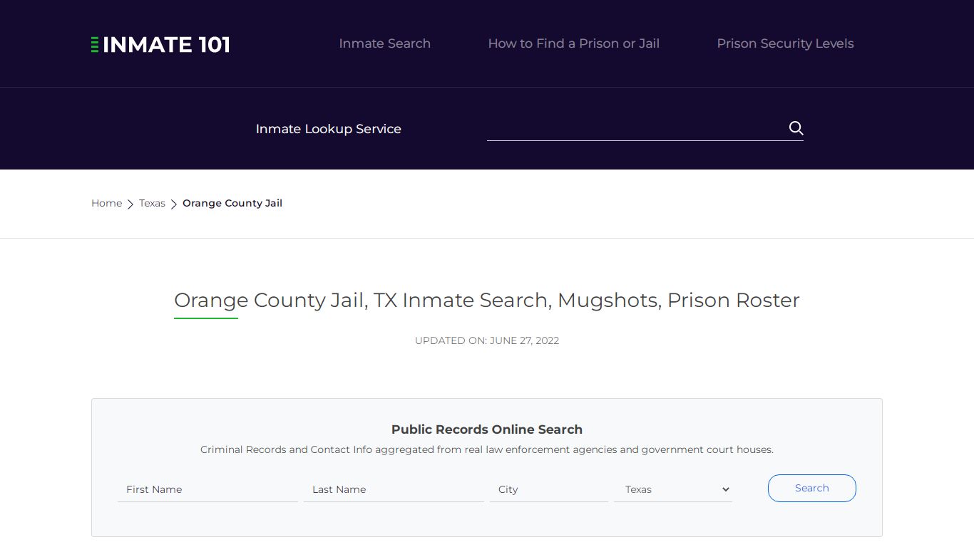 Orange County Jail, TX Inmate Search, Mugshots, Prison Roster