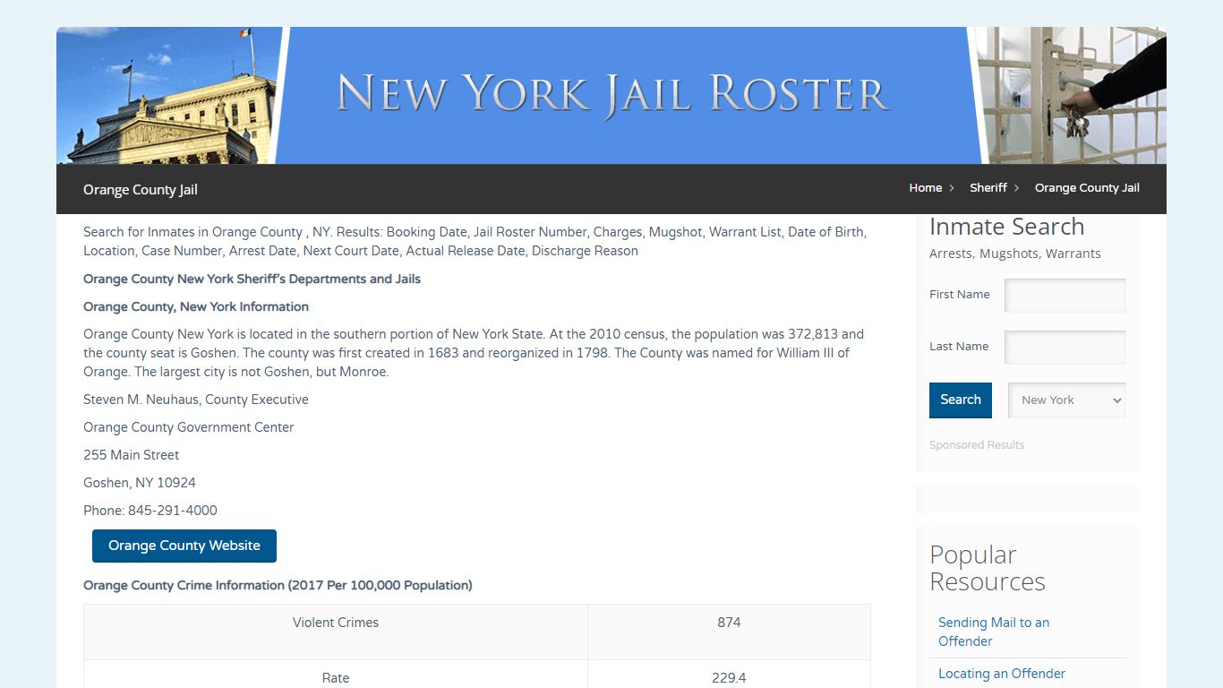 Orange County Jail | Jail Roster Search